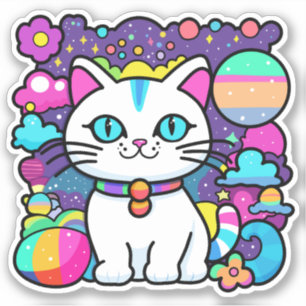 かわいい 白い 宇宙 子猫 シール