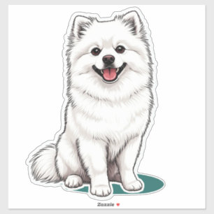 かわいい 白い 日本スピッツ フワフワ 犬 シール