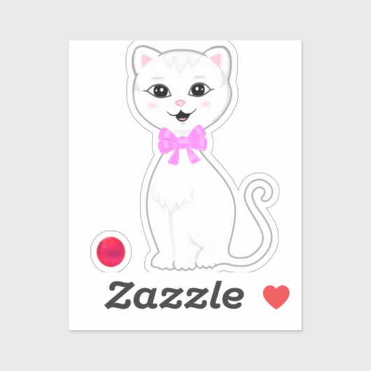 かわいい 白猫 カートゥーン シール (シート)