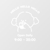 かわいい 白 ウェルカム ウィンドウ ビニール ステッカー 編集可能 ウィンドウサイン (シート)