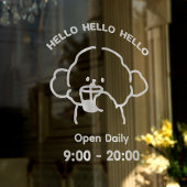 かわいい 白 ウェルカム ウィンドウ ビニール ステッカー 編集可能 ウィンドウサイン