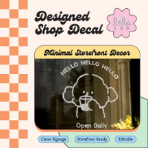 かわいい 白 ウェルカム ウィンドウ ビニール ステッカー 編集可能