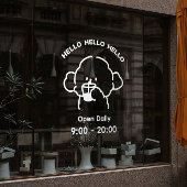 かわいい 白 ウェルカム ウィンドウ ビニール ステッカー 編集可能 ウィンドウサイン