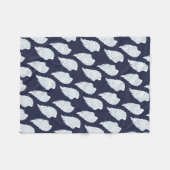 かわいい 白&ネイビー エンジェルの翼 フリースブランケット (正面(横))