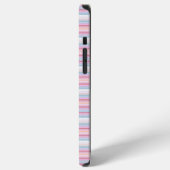 かわいい 白 ピンク ストライプ  iPhoneケース (左側面)