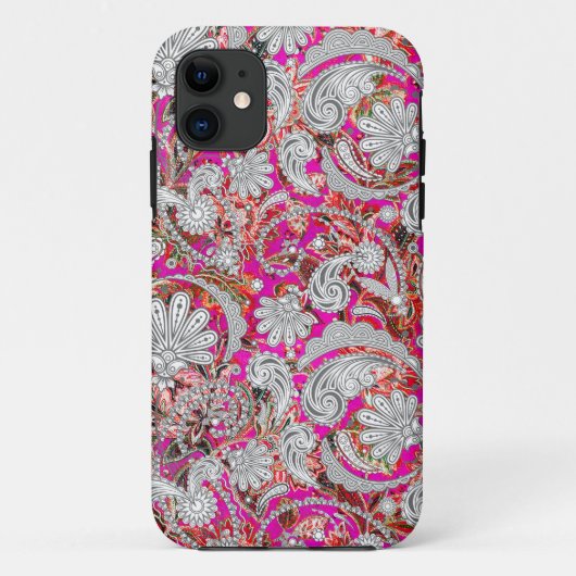 かわいい 白 ピンク ペイズリー 模様 Case-Mate iPhoneケース (裏面)