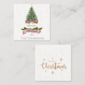 かわいい 白 偽のピンク グリッター メリークリスマス ノートカード (正面/裏面)
