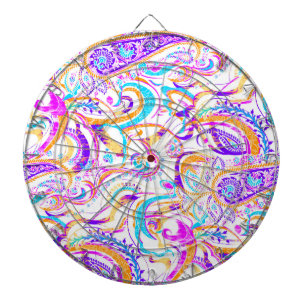 かわいい 白 色柄ペイズリー デザイン ダーツボード