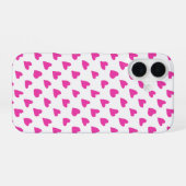 かわいい 白 赤 ハート 模様 iPhone 16ケース (裏面横)