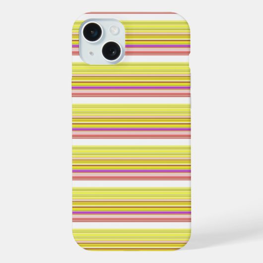 かわいい 白 黄色 ストライプ iPhoneケース (裏面)