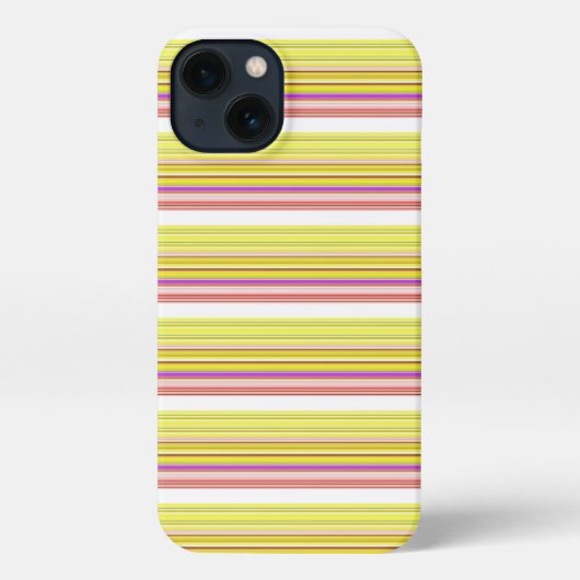 かわいい 白 黄色 ストライプ iPhoneケース (裏面)