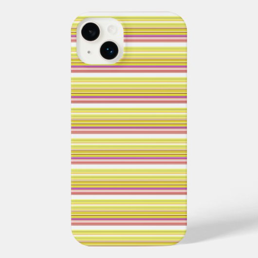 かわいい 白 黄色 ストライプ iPhoneケース (裏面)