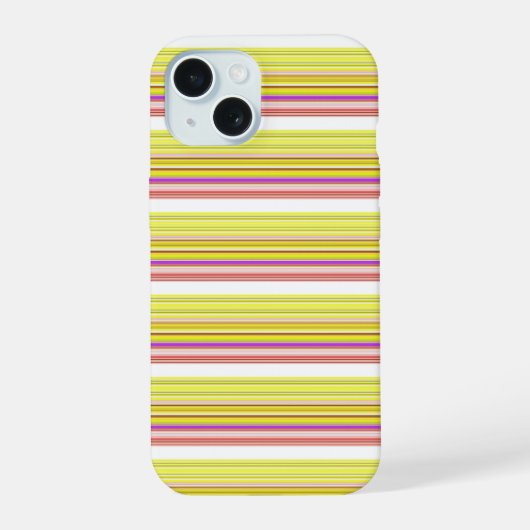 かわいい 白 黄色 ストライプ iPhone 15ケース (裏面)