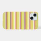 かわいい 白 黄色 ストライプ iPhone 15ケース (裏面横)