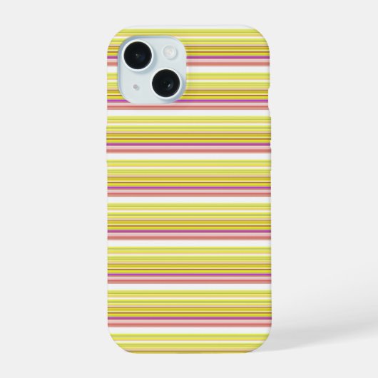 かわいい 白 黄色 ストライプ iPhone 15ケース (裏面)