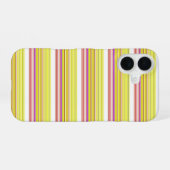 かわいい 白 黄色 ストライプ iPhone 16ケース (裏面横)