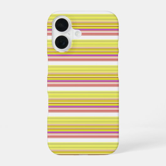 かわいい 白 黄色 ストライプ iPhone 16ケース (裏面)