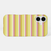 かわいい 白 黄色 ストライプ iPhone 16ケース (裏面横)