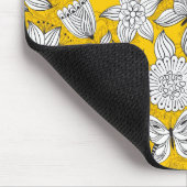 かわいい 白 黄色 花 抽象的 デザイン マウスパッド (コーナー)