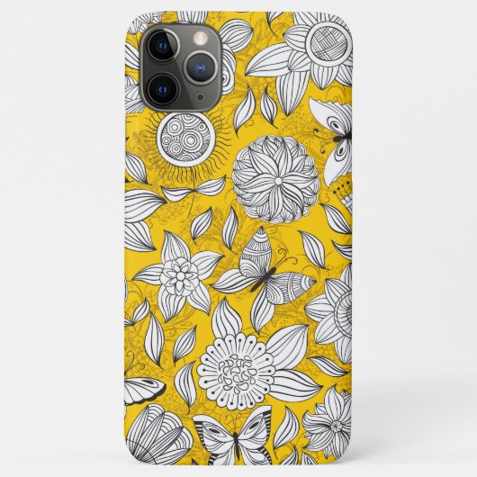 かわいい 白 黄色 花 抽象的 デザイン Case-Mate iPhoneケース (裏面)
