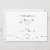 かわいい 私たちは移動しました 現代のハートの紙飛行機 案内状 (裏面)