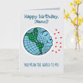 かわいい「私には世界を意味する」誕生日 カード (黄色い花)