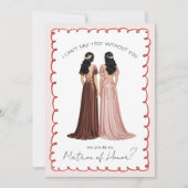 かわいい「私のマトロン・オブ・オナーになってくれる？」チェリー 招待状 (正面)