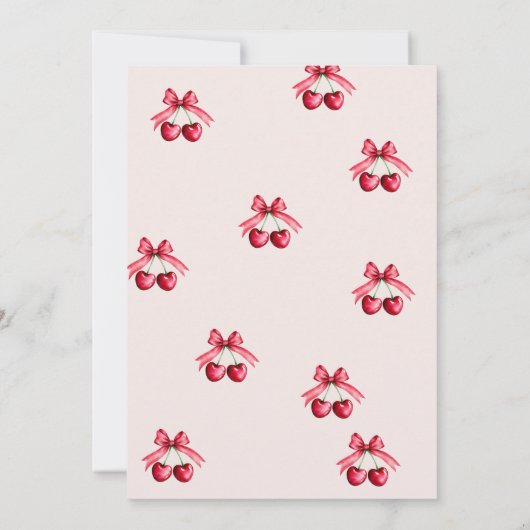 かわいい「私のマトロン・オブ・オナーになってくれる?」チェリー 招待状 (裏面)