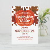 かわいい 秋の落ち葉 水彩画 感謝祭 招待状 (スタンド正面)