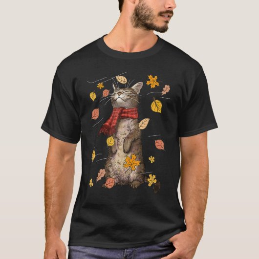 かわいい+秋+猫+秋のそよ風+子猫+子猫+猫 Tシャツ (正面)