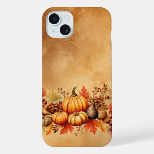 かわいい+秋+黄+オレンジのかぼちゃ iPhoneケース (裏面)