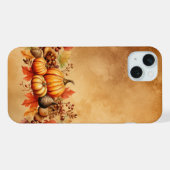 かわいい+秋+黄+オレンジのかぼちゃ iPhoneケース (裏面横)