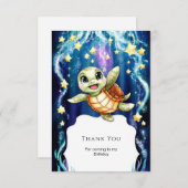 かわいい 簡単な子供のカメの誕生日 サンキューカード (正面/裏面)