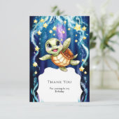 かわいい 簡単 子供のカメの誕生日 サンキューカード (スタンド正面)