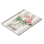 かわいい、素朴でロマンチックな植物学的なフランス語のデザイン ノートブック (左側)