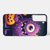 かわいい、紫のハロウィンのお菓子をせがむ怪物 SAMSUNG GALAXYケース (裏面横)