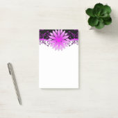 かわいい 紫 黒 白 花柄 デザイン ポストイット (オフィス)