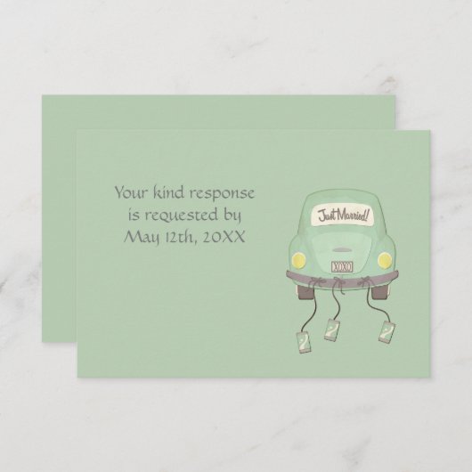 かわいい 結婚しました ウェディング出欠ハガキ 招待状 (正面/裏面)