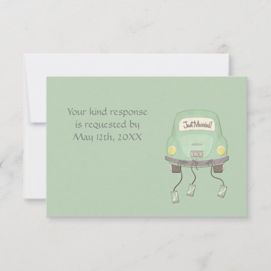 かわいい 結婚しました ウェディング出欠確認カード 招待状 (正面)