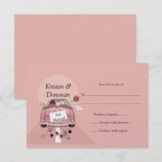 かわいい 結婚しました RSVP (正面/裏面)