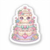 かわいい 結婚式 ケーキ パステル フラワー シール (正面)
