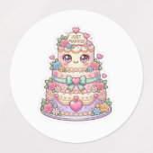 かわいい 結婚式 ケーキ パステル フラワー ラベル (デザイン1)