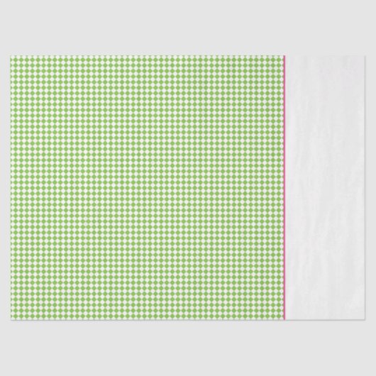 かわいい 緑のチェックに ピンクと白のカラフルで楽しい 薄葉紙 (正面)