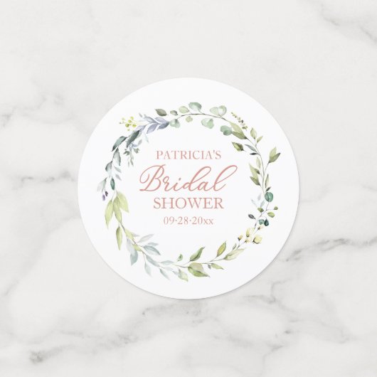 かわいい 緑のユーカリ  ブライダルシャワーのためのコンフェッティ コンフェッティ (スモール正面)