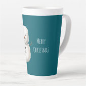 かわいい 緑の クリスマス スノーマン カフェラテマグ (右アングル)