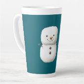 かわいい 緑の クリスマス スノーマン カフェラテマグ (左アングル)