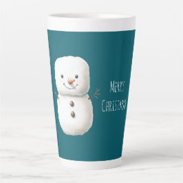 かわいい 緑の クリスマス スノーマン カフェラテマグ