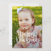 かわいい 編集可能 カラー ハッピー ニュー イヤー カード (正面)