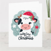 かわいい「聖牛のクリスマス」クリスマスカウズ カード (正面)