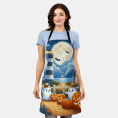 かわいい/航海のコースタルハロウィーン幽霊/カボチャ エプロン (着用した状態)